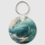 Breaking Surf Malerei Personalisierter Schlüsselan Schlüsselanhänger (Rückseite)