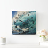 Breaking Surf Malerei Quadratische Wanduhr (Zuhause)