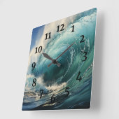 Breaking Surf Malerei Quadratische Wanduhr (Winkel)