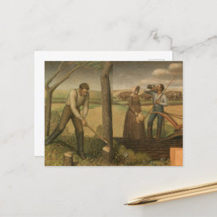 Breaking the Prairie, 1939 von Grant Wood Postkarte