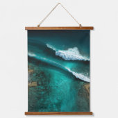 Breaking Waves Aerial Ocean Wall Art Wandteppich Mit Holzrahmen (Vorderseite)