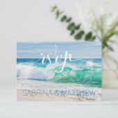 Breaking Waves Beach Hochzeit UAWG Einladung (Stehend Vorderseite)