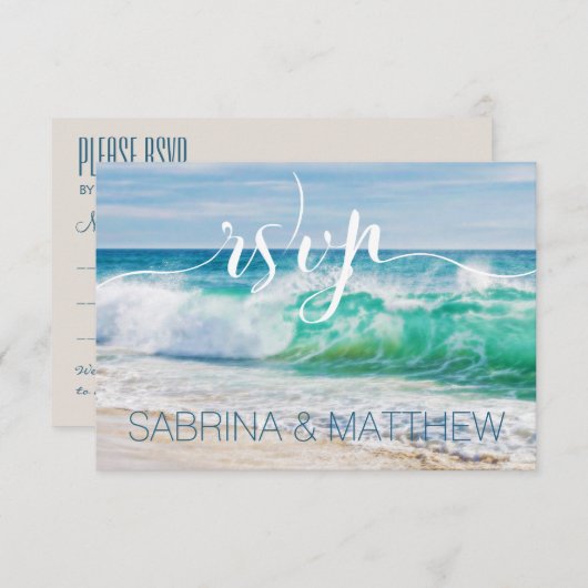 Breaking Waves Beach Hochzeit UAWG Einladung (Vorne/Hinten)