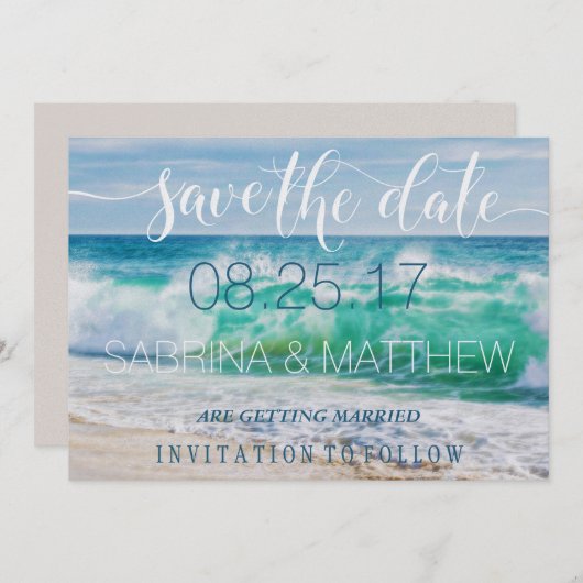 Breaking Waves Destination Beach Save the Date Einladung (Vorne/Hinten)