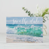 Breaking Waves Destination Beach Save the Date Einladung (Stehend Vorderseite)