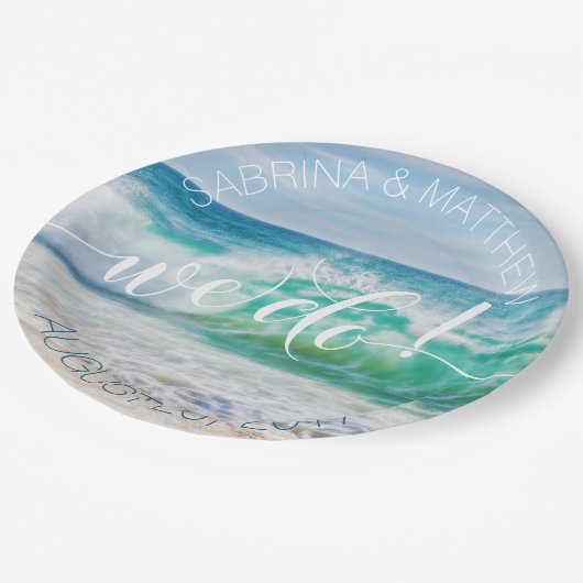 Breaking Waves machen wir Beach Wedding Teller (Schrägansicht)