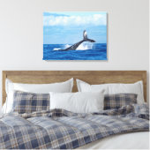 Breaking Whale Blue Sea Canvas Print Leinwanddruck (Insitu (Schlafzimmer))