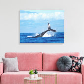 Breaking Whale Blue Sea Canvas Print Leinwanddruck (Insitu (Wohnzimmer))