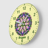 BREANNA ~ mehrfarbige Miniatur-Stiefmütterchen gel Große Wanduhr (Winkel)