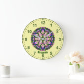 BREANNA ~ mehrfarbige Miniatur-Stiefmütterchen gel Große Wanduhr (Zuhause)