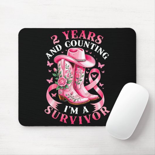 Breast Cancer 2 Years Survivor Nk Ribbon Cowgirl G Mousepad (Mit Mouse)