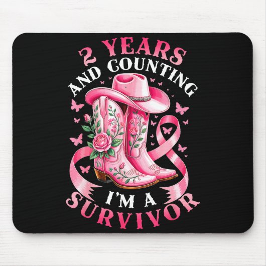 Breast Cancer 2 Years Survivor Nk Ribbon Cowgirl G Mousepad (Vorne)