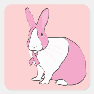 BREAST CANCER AWARENESS BUNNY QUADRATISCHER AUFKLEBER