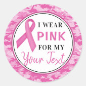 Breast Cancer Awareness Camouflage Ribbon Design Runder Aufkleber (Vorderseite)