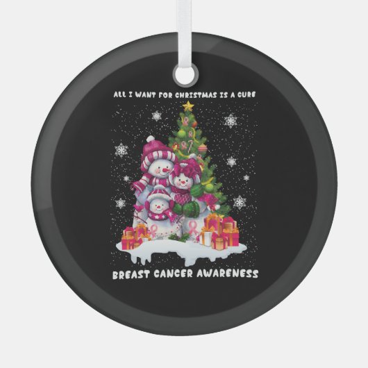 Breast Cancer Awareness Christmas Tree Ornament Aus Glas (Vorderseite)