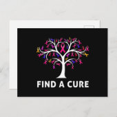 Breast Cancer Awareness Fight Find A Cure Tree Rib Postkarte (Vorne/Hinten)