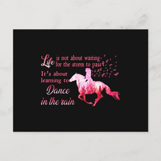 Breast Cancer Awareness Horse Ribbon Pink Ohrts Wo Postkarte (Vorderseite)