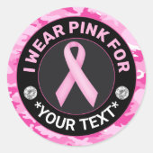 Breast Cancer Awareness I wear Pink for Camouflage Runder Aufkleber (Vorderseite)