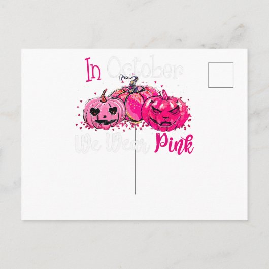 Breast Cancer Awareness In October We Wear Pink Pu Postkarte (Rückseite)