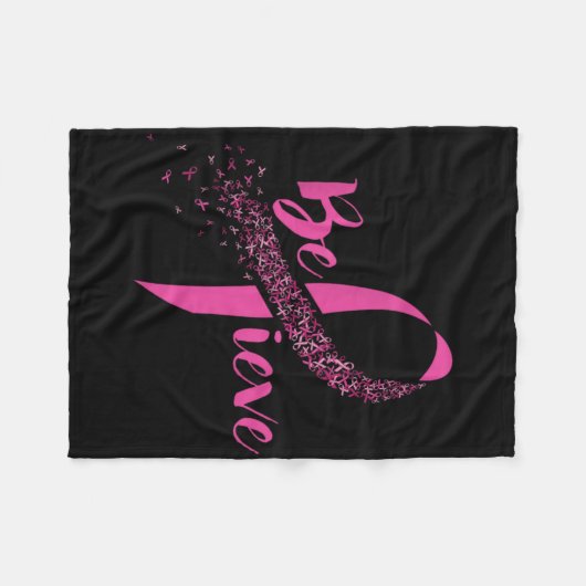 Breast Cancer Awareness Insrational Believe Fleecedecke (Vorderseite (Horizontal))