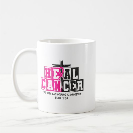 Breast Cancer Awareness Nk Ribbon Heal Cancer Chri Kaffeetasse (Links)
