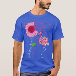 Breast Cancer Awareness Pink Flamingo Sunflower Ri T-Shirt