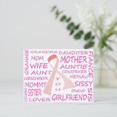 BREAST CANCER AWARENESS PINK RIBBON DESIGN POSTKARTE (Stehend Vorderseite)
