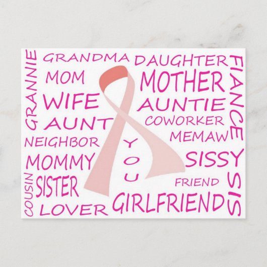 BREAST CANCER AWARENESS PINK RIBBON DESIGN POSTKARTE (Vorderseite)