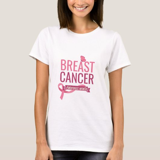 Breast Cancer Awareness Pink Ribbon Design T-Shirt (Vorderseite)