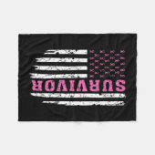 Breast Cancer Awareness Pink Ribbon Survivor Ameri Fleecedecke (Vorderseite (Horizontal))