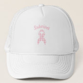 Breast Cancer Awareness Plaid Pink Ribbon Survivor Truckerkappe (Vorderseite)