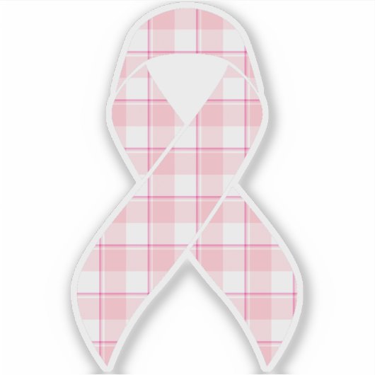 Breast Cancer Awareness Plaid Ribbon Pink Aufkleber (Vorderseite)