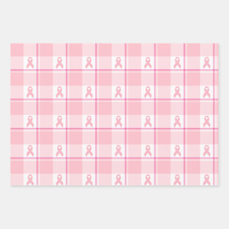 Breast Cancer Awareness Plaid Wrapping Paper, Pink Geschenkpapier Set