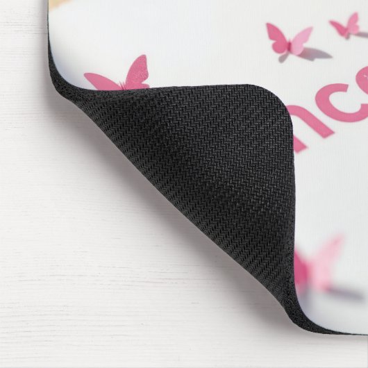 Breast Cancer Awareness Ribbon and Butterflies Mousepad (Ecke)