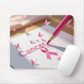Breast Cancer Awareness Ribbon and Butterflies Mousepad (Mit Mouse)