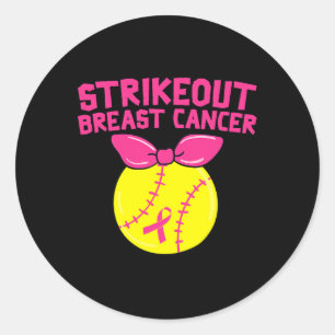 Breast Cancer Awareness Softball Fighting Runder Aufkleber