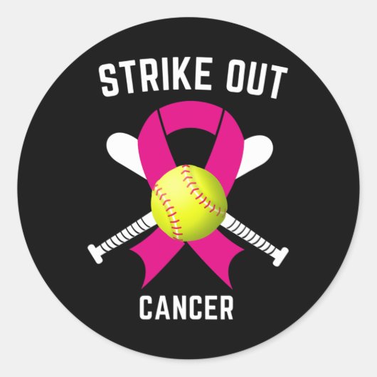 Breast Cancer Awareness Softball Fighting Runder Aufkleber (Vorderseite)