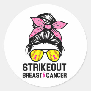 Breast Cancer Awareness Softball Mama Wo herausstr Runder Aufkleber