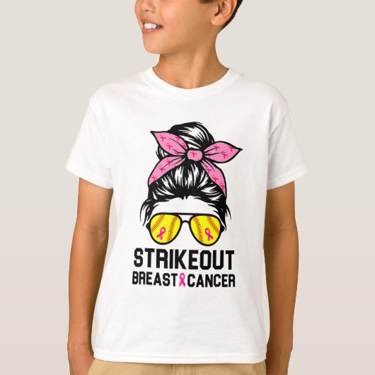 Breast Cancer Awareness Softball Mama Wo herausstr T-Shirt (Vorderseite)