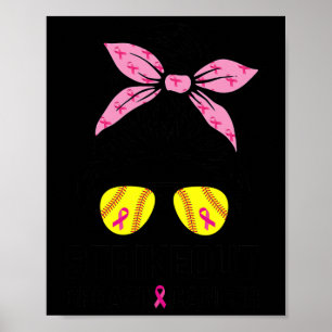 Breast Cancer Awareness Softball Mama Women Poster