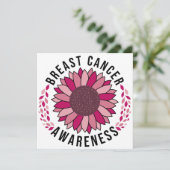 Breast Cancer Awareness Support Pink Flower Einladung (Stehend Vorderseite)