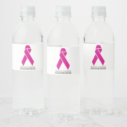 Breast Cancer Awareness Support Pink Ribbon Wasserflaschenetikett (Flaschen)