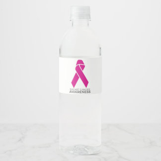Breast Cancer Awareness Support Pink Ribbon Wasserflaschenetikett