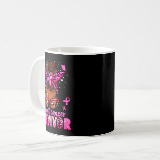 Breast Cancer Awareness Survivor Black Women Melan Kaffeetasse (Vorderseite Links)