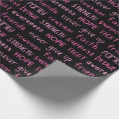 Breast Cancer Awareness Word Pattern Geschenkpapier (Ecke)
