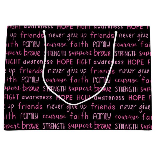 Breast Cancer Awareness Word Pattern Große Geschenktüte (Vorderseite)