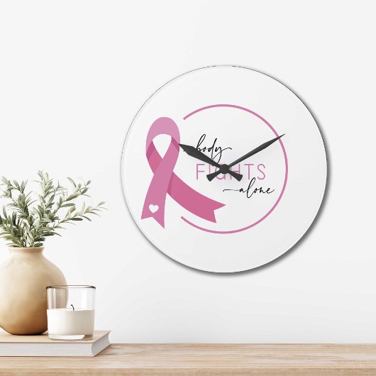 Breast Cancer Awarness Nobody Fights Alone Große Wanduhr