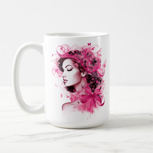 BREAST CANCER-BEWUSSTSEIN UND UNTERSTÜTZUNG KAFFEETASSE (Links)