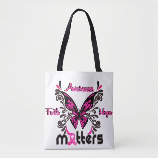Breast Cancer Butterfly 7 Faith Awareness Hope Tasche (Vorderseite)
