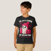 Breast Cancer Ghost Halloween Women In October We T-Shirt (Vorne ganz)